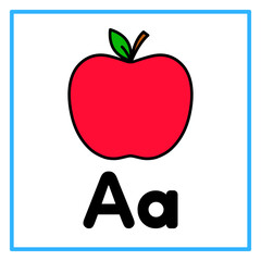flat apple alphabet Aa illustration
