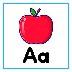 fresh red apple alphabet Aa illustration