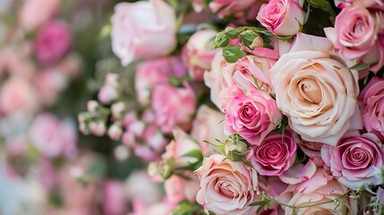 Beautiful fresh flower decoration made of pink roses