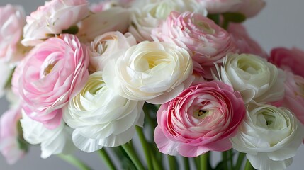 Beautiful spring bouquet of pink and white ranunculus