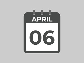 MobileApril 6 calendar reminder. 6 April daily calendar icon template. Calendar 6 April icon Design template. Vector illustration
