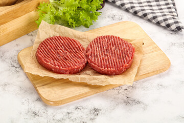Raw beef  burger cutlet for grill