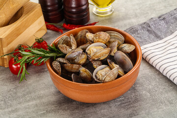 Raw vongole clams for cooking