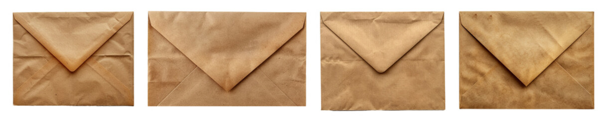 Paper mail envelopes on a transparent background.