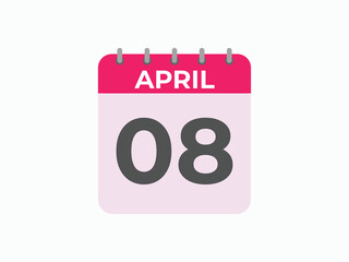 April 8 calendar reminder. 8 April daily calendar icon template. Calendar 8 April icon Design template. Vector illustration
