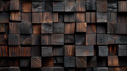 Dark wooden texture. Rustic three-dimensional wood texture. Modern wooden facing background. Wood background AI generated