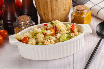 Vegan cuisine couscous with vegetables