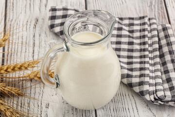 Organic milk in the glass