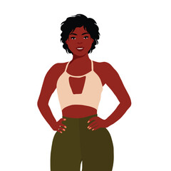 Modern fashionable black woman in elegant art style vector