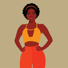Stylish afro black woman in elegant art style vector