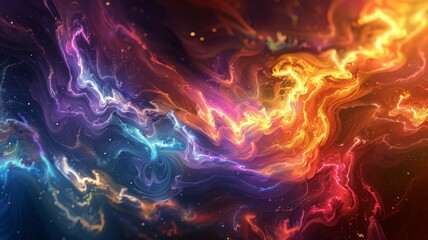 Experience the mesmerizing allure of abstract neon fractals, their intricate patterns and vibrant colors dancing across the cosmic expanse, rendered in exquisite detail by an advanced HD camera