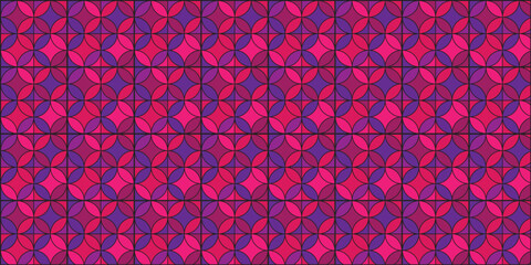 circle seamless pattern with geometric floral pink tone color