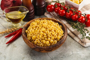 Italian cuisine - dry conchiglie pasta