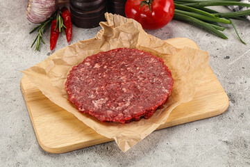 Raw beef burger cutlet minced meat