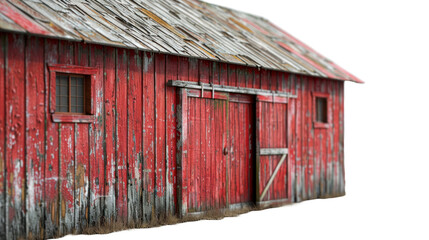 Old barn isolated on a transparent background