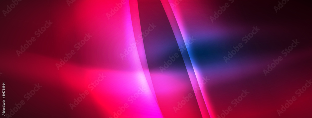 Poster a vibrant mixture of pink and blue neon beams creating an electric and artistic pattern against a da