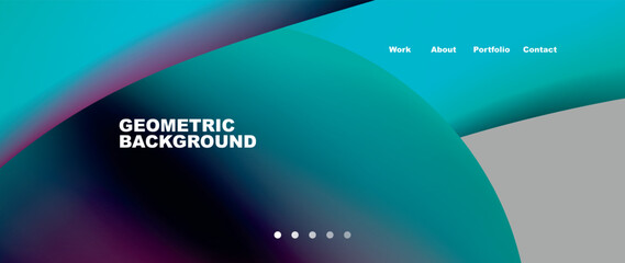 A geometric background with electric blue and purple circles on a gray backdrop reminiscent of automotive lighting. The design features elements like vehicle doors and exterior materials