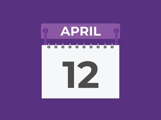 April 12 calendar reminder. 12 April daily calendar icon template. Calendar 12 April icon Design template. Vector illustration
