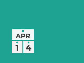 April 14 calendar reminder. 14 April daily calendar icon template. Calendar 14 April icon Design template. Vector illustration