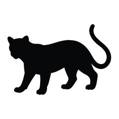 silhouette of a Jaguarundi animal on white