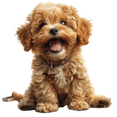 Happy puppy isolated on a transparent background