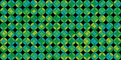 circle seamless pattern with geometric floral green tone color