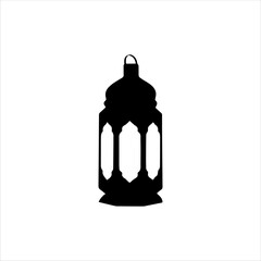 Arabic lantern silhouette isolated on white background. Lantern icon vector illustration.