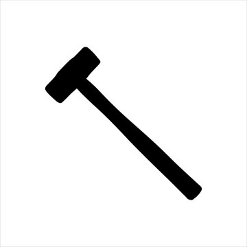 Sledge hammer silhouette isolated on white background. Sledge hammer icon vector illustration.