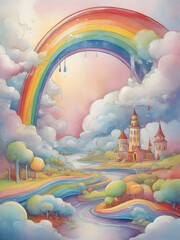 Rainbow Nature Surreal Illustration Art