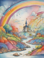 Rainbow Nature Surreal Illustration Art