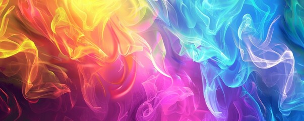 Obraz premium Vibrant abstract background with swirling neon color waves suitable for desktop wallpaper or graphic design