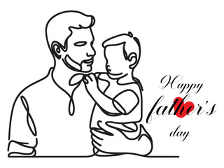 Happy Father's Day line art illustration.