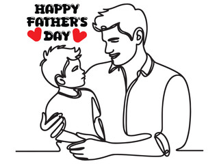 Happy Father's Day line art illustration.