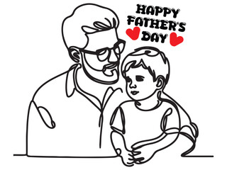 Happy Father's Day line art illustration.