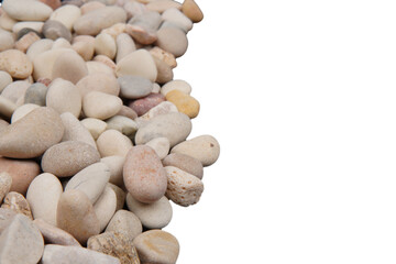 A pile of pebble stones as a border isolated transparent