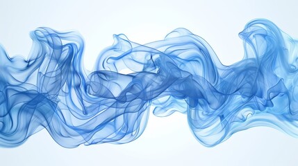   Blue smoke billows against a pristine white background, accompanied by a gentle light blue backdrop