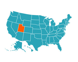 USA vector map with Utah map prominent.