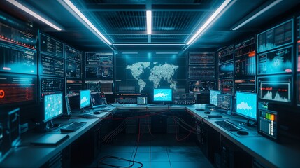 A network of interconnected computers and servers in a hacker's lair, with data streams and digital footprints crisscrossing the screen as cyber warfare unfolds in real-time.