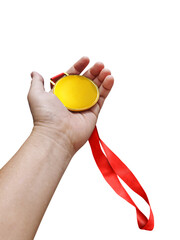 Holding a gold medal  winner PNG transparent