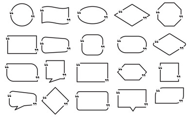 Quote box frame set.  Empty quotes boxes. Speech bubbles templates. Text quotes template on white background in eps 10.