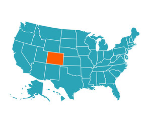 Fototapeta premium USA vector map with Colorado map prominent.