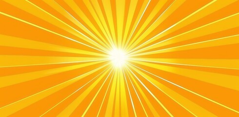 Obraz premium The background is yellow, the rays of light radiate from one side and go to another