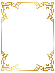 Art Deco gold frame vintage frame line geometric wedding label card frame png transparent background	