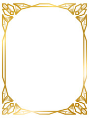 Art Deco gold frame vintage frame line geometric wedding label card frame png transparent background	