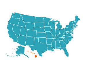 USA vector map with Hawaii map prominent.