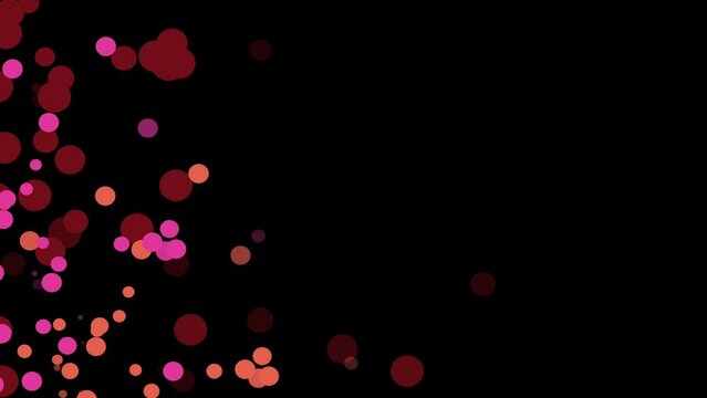 Animated motion colorful round rain on a black screen