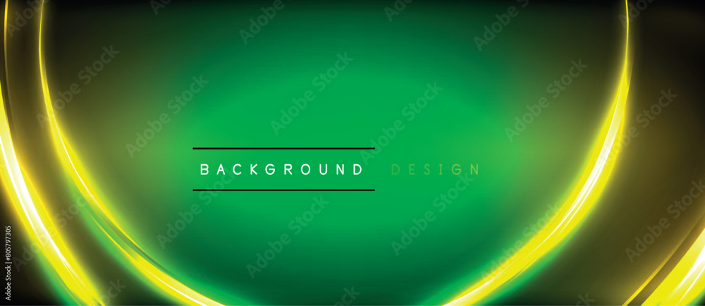 Poster vibrant electric blue neon circles set against a dark green background, creating a visually stunning