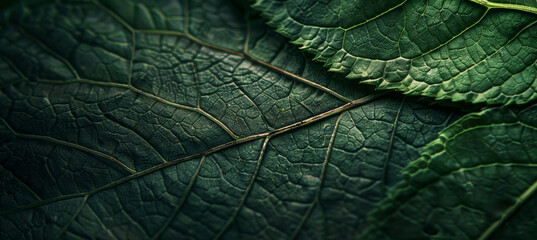 Detailed Botanical Design, Close-Up of Lush Green Leaves