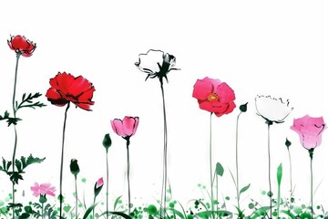 Obraz premium Colorful abstract meadow floral silhouette artwork in vibrant colors against a background. Great is flower design inspiration