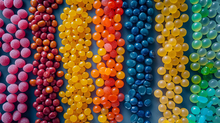 fondo de dulces y gomitas de diferentes colores 